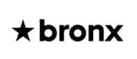 Une icône en forme d'étoile noire à côté du mot « bronx » en lettres noires minuscules sur fond blanc.