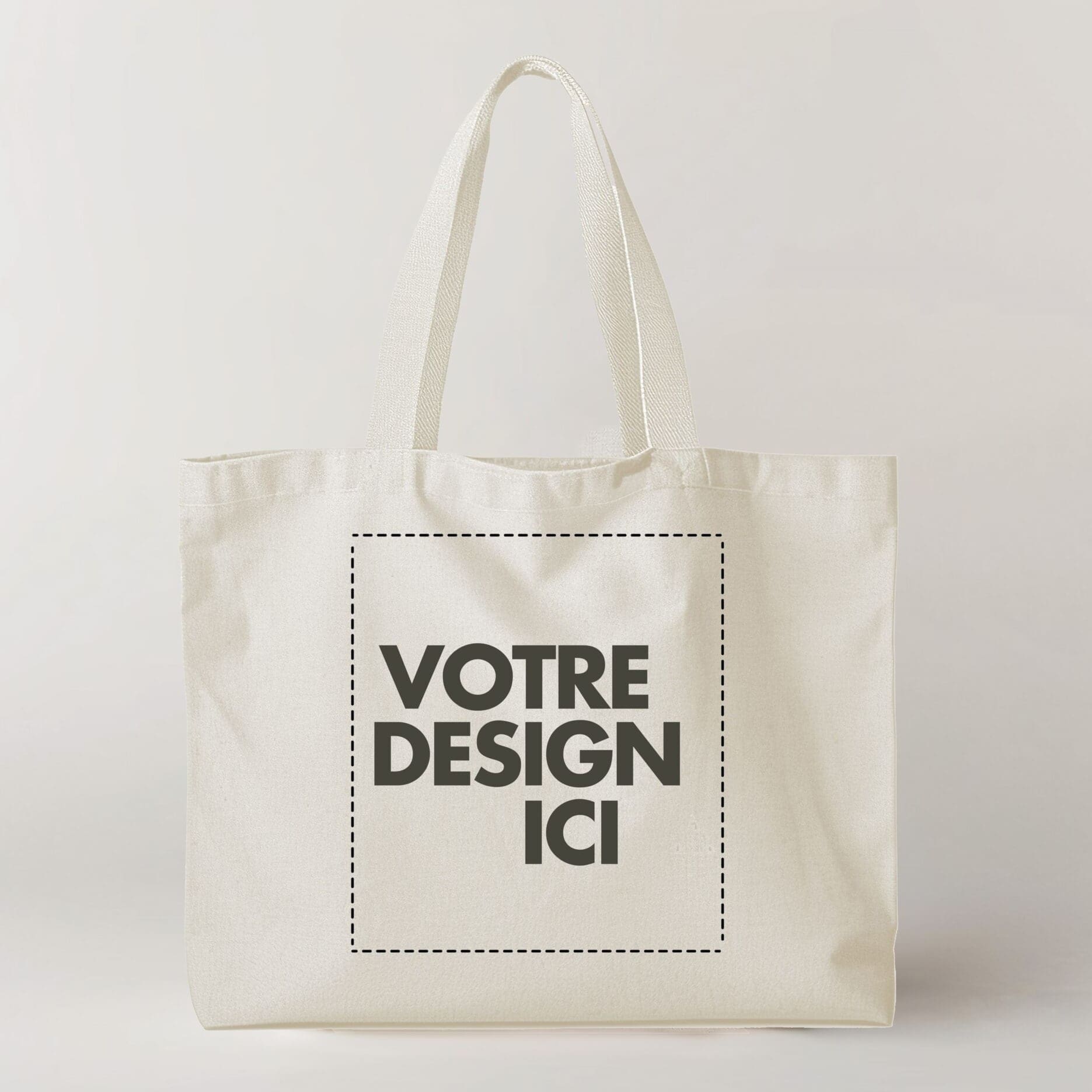 Le sac cabas horizontal Cabas fin écru (150g/m2) est orné de l'inscription 