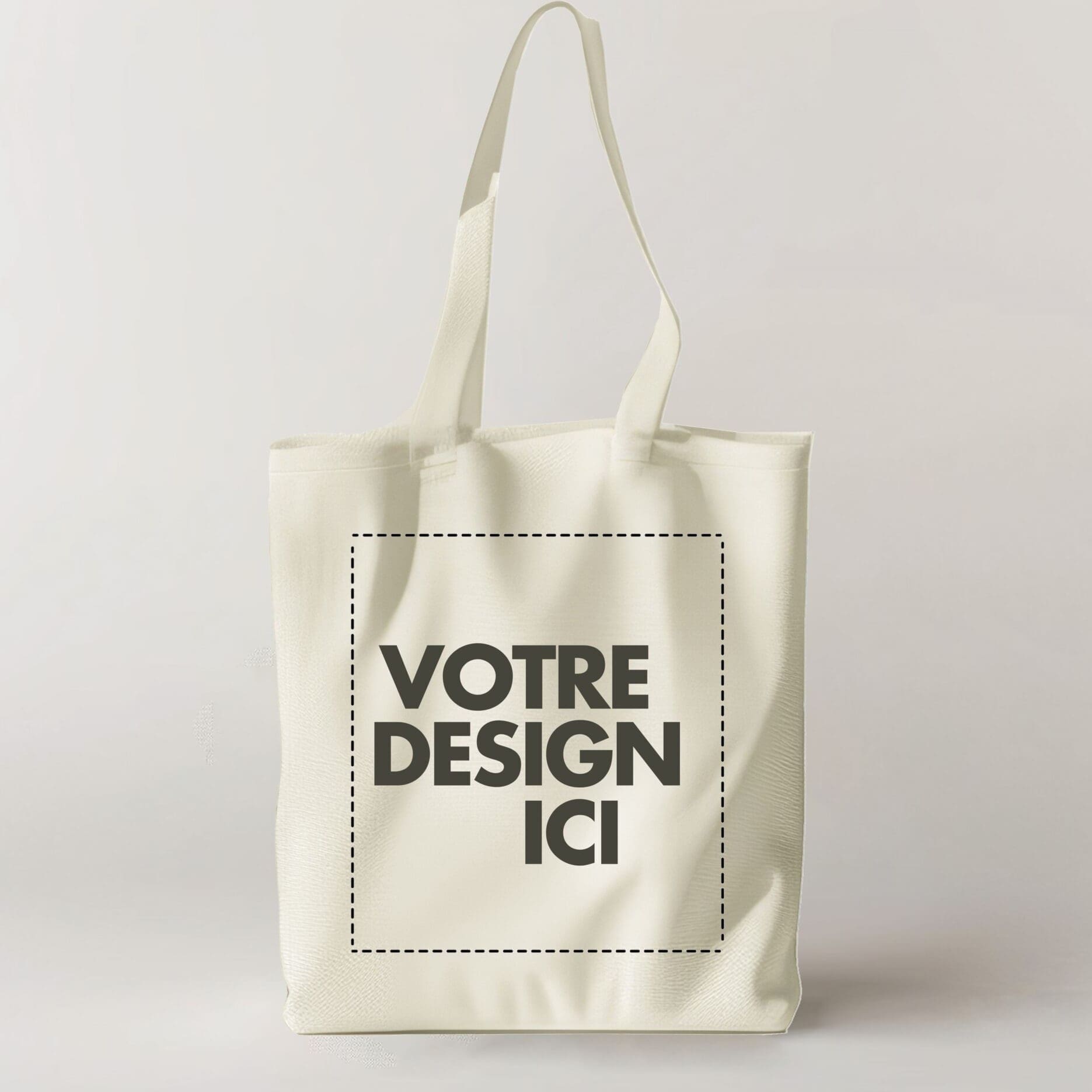 Sac cabas vertical écru clair (150g/m2) nommé Cabas fin écru, mettant en valeur 