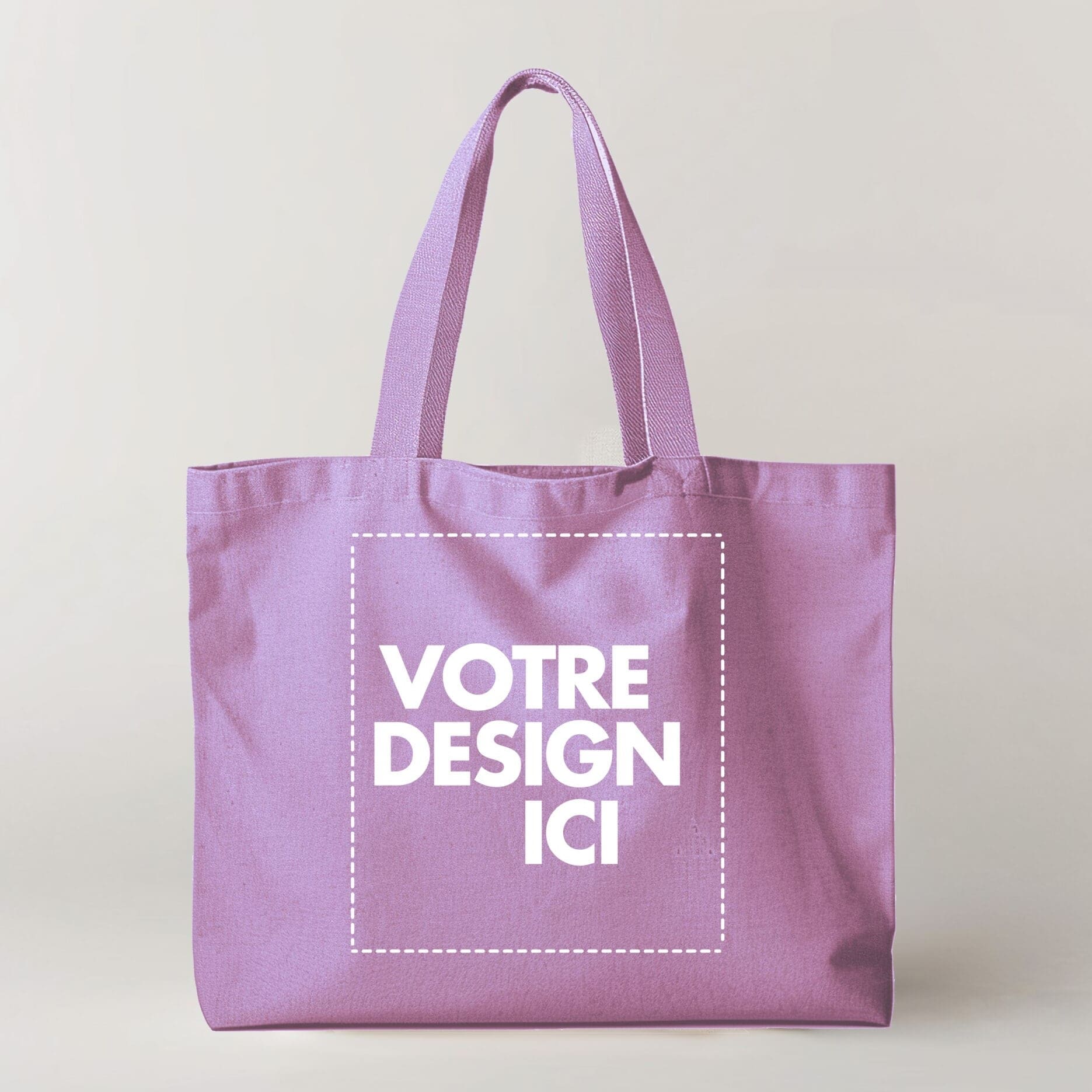 Cabas violet épais couleur horizontal (280g/m2) avec 