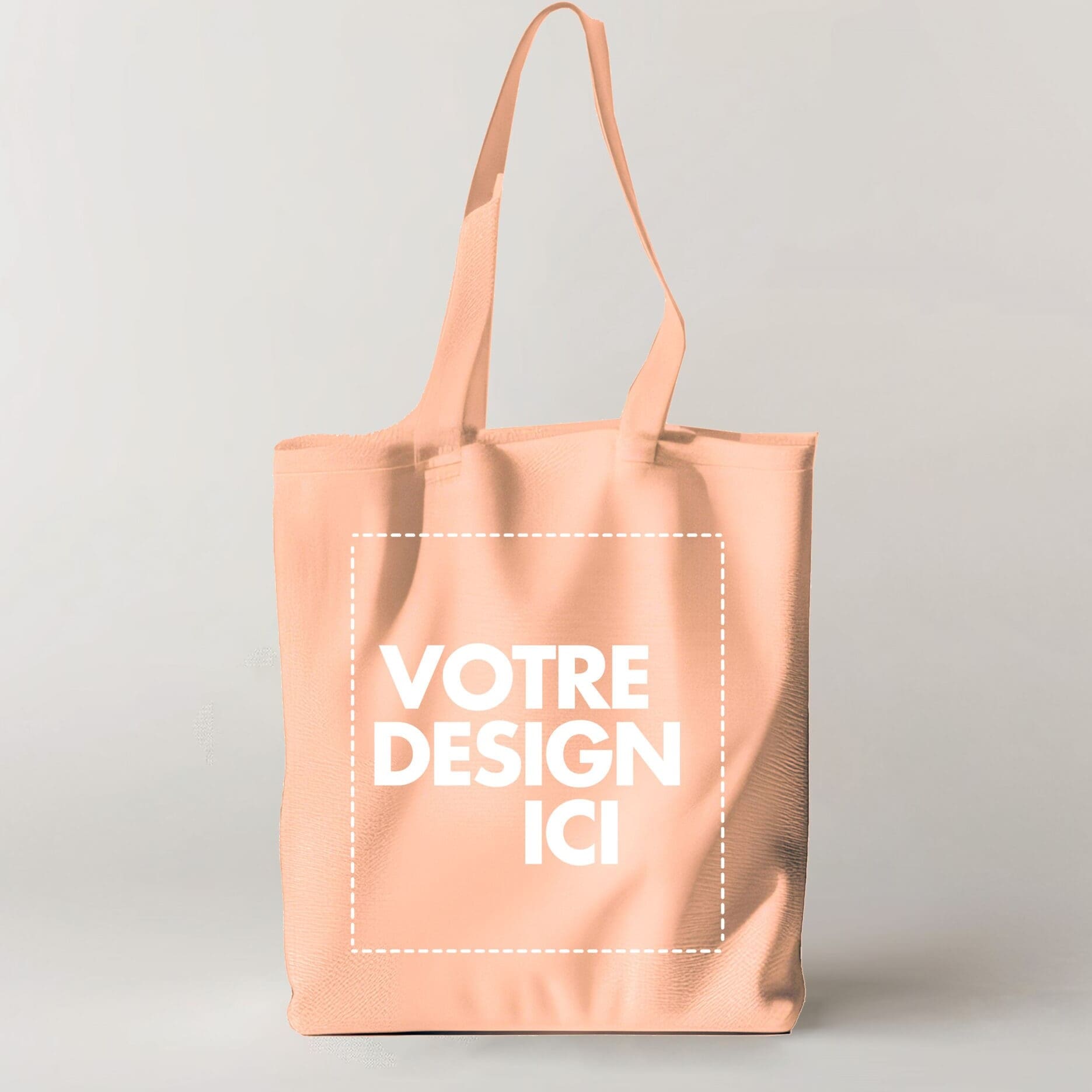 Sac cabas beige épais couleur vertical (280g/m2) avec l'inscription 