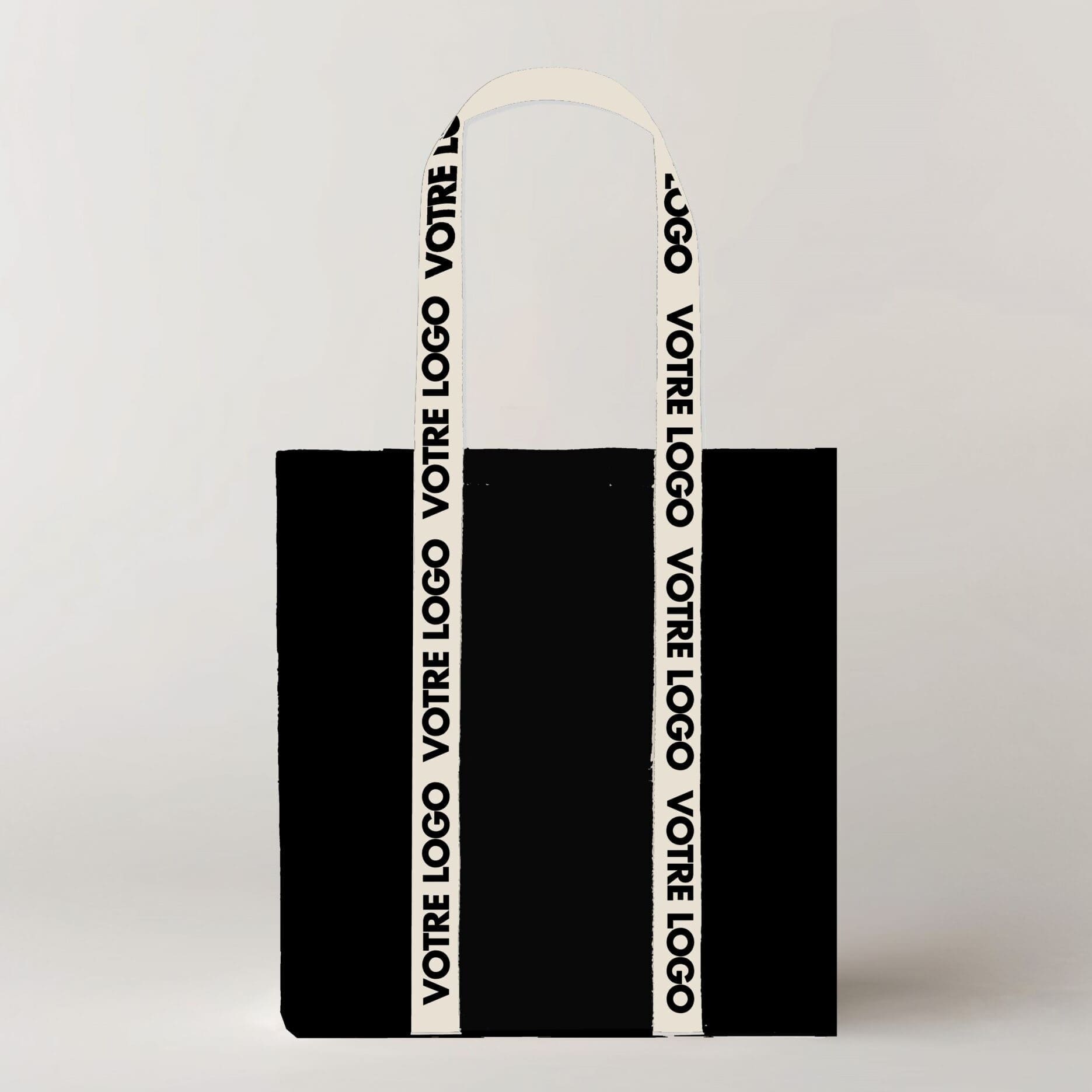 Le Totebag épais blanc (280g/m2) (Copie) est un sac cabas blanc robuste doté de longues anses, mettant en valeur le design répété